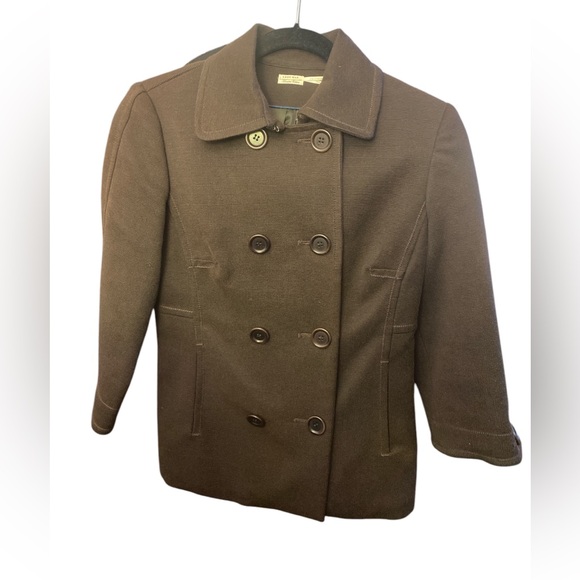 Leon Max Brown Double-Breasted Peacoat EUC S